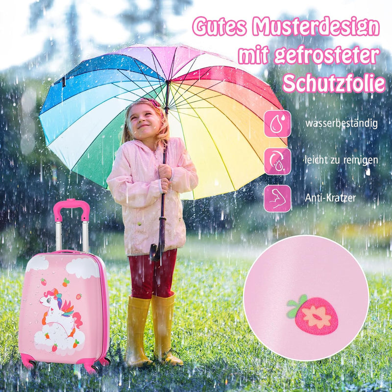 DREAMADE 2 TLG. Kinderkoffer & Rucksack, 16” +12” Kinderkofferset, Kindertrolley Kindergepäck, Handg