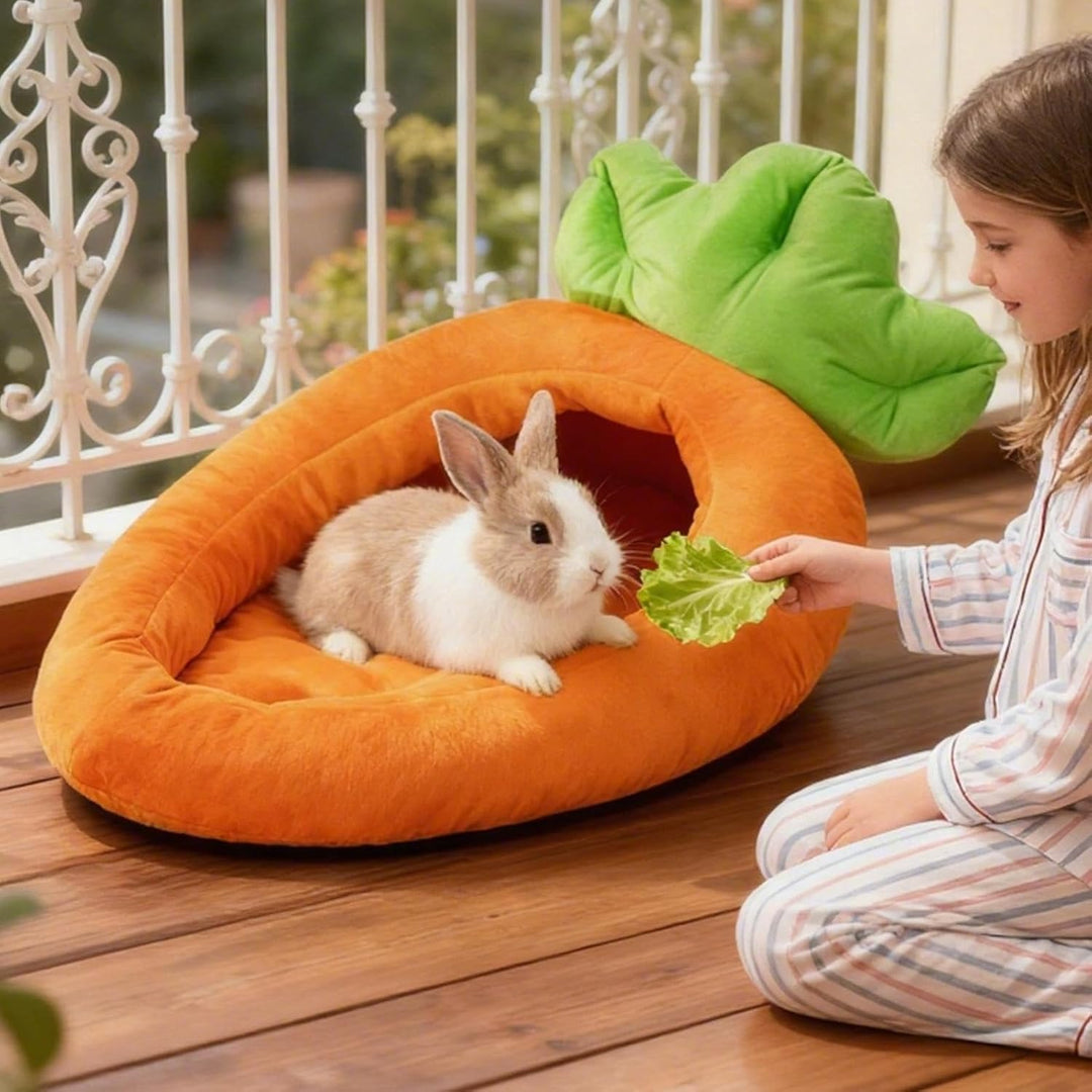 Soft Animal Nest, Carrot-Shaped Cat Bed, Plush Sleeping Pad with Comfortable Cushion Feature, Pet Ac
