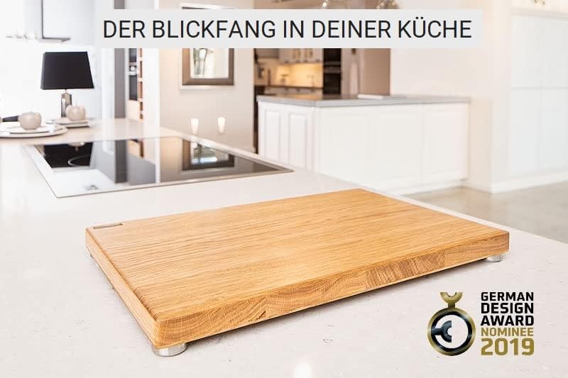 Schneidboard Eiche - Design Schneidebrett Aus Massivem Holz - Made in Germany - 45x29x3,8 cm, Eiche