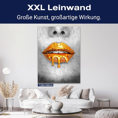 wandmotiv24 Leinwandbild 260 g/m² - Kunstdruck auf Leinwand - Wandkunst - Wandbild mit Frauen Lippen