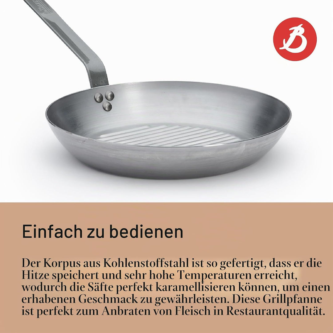 De Buyer 5613.32 Grillpfanne, Edelstahl, Silber, 32 cm