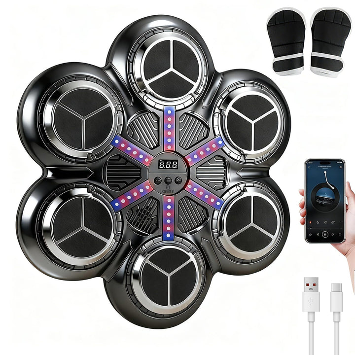Music Boxing Machine, Elektronische Boxmaschine mit Musik, Farblichter, Bluetooth, 3 Geschwindigkeit