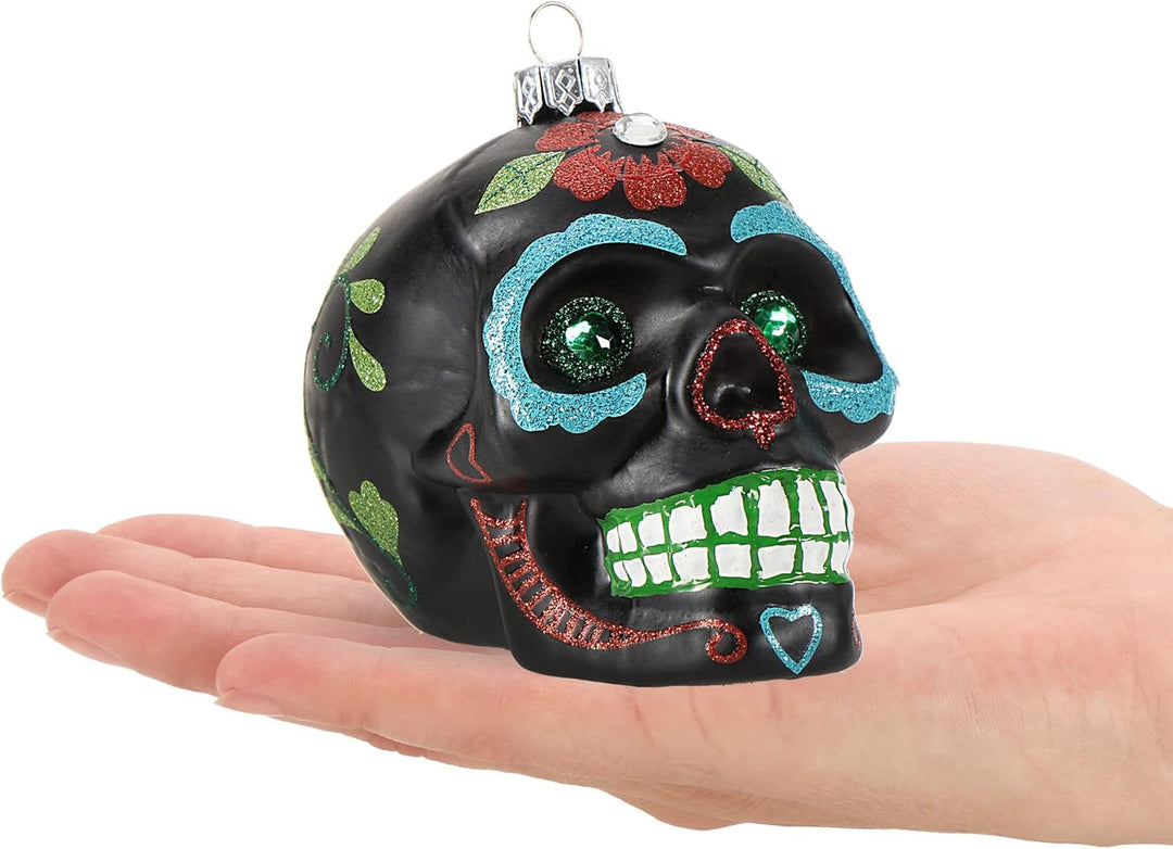 com-four® Weihnachtsbaumschmuck Totenschädel - Weihnachtsanhänger für den Christbaum - Weihnachtsbau