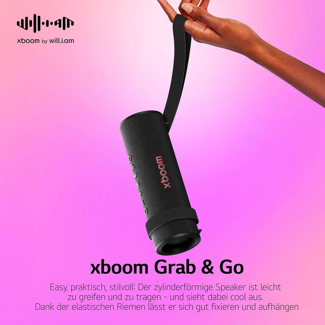 LG xboom Grab by will.i.am, tragbarer Bluetooth-Lautsprecher (Signature Sound, IP67, bis zu 20 Std.