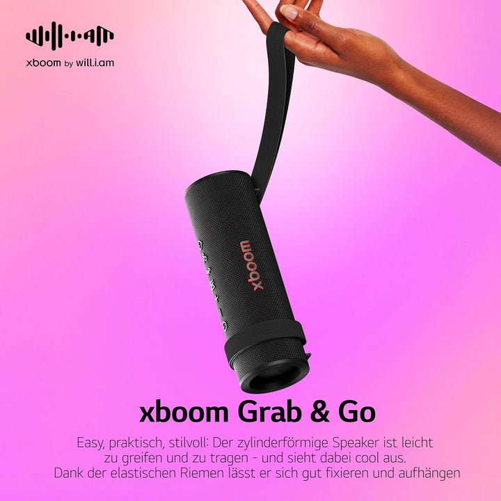 LG xboom Grab by will.i.am, tragbarer Bluetooth-Lautsprecher (Signature Sound, IP67, bis zu 20 Std.