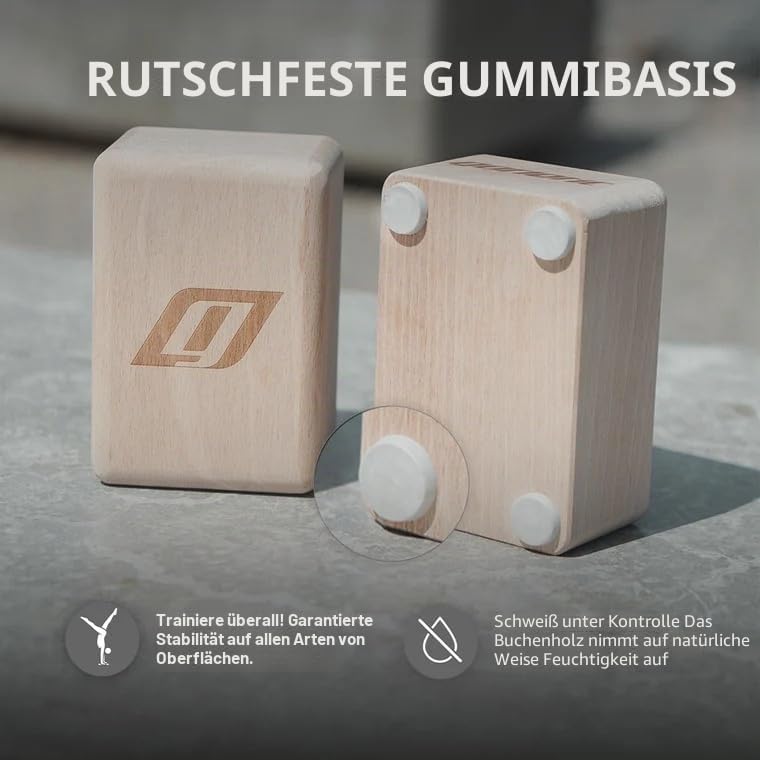 Handbalance Blöcke aus massivem Buchenholz, rutschfeste Stollen für Kiefer und fortgeschrittene Kief