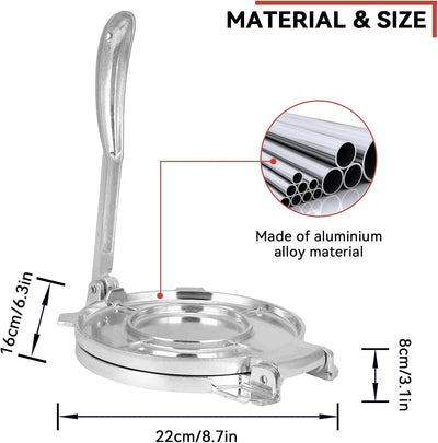 Tortilla Press Maker, Aluminiumlegierung Faltbares Maismehl Teig Gebäck Presswerkzeug Küchenutensili