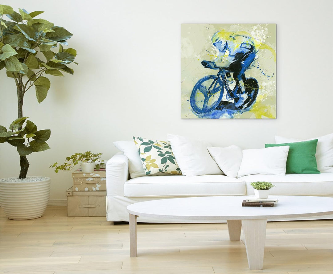 Paul Sinus Art Radsport I 60x60cm SPORTBILDER Splash Art Wandbild Aquarell Art