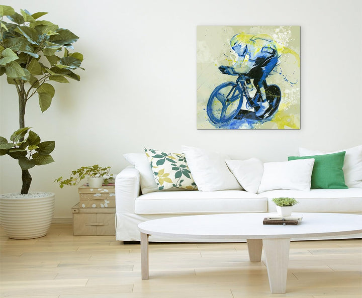 Paul Sinus Art Radsport I 60x60cm SPORTBILDER Splash Art Wandbild Aquarell Art