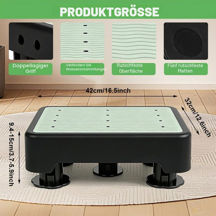 Tritthocker, Nachleuchtende Trittstufe mit 3-stufig Höhenverstellbarer, rutschfest Halbstufe, max.25