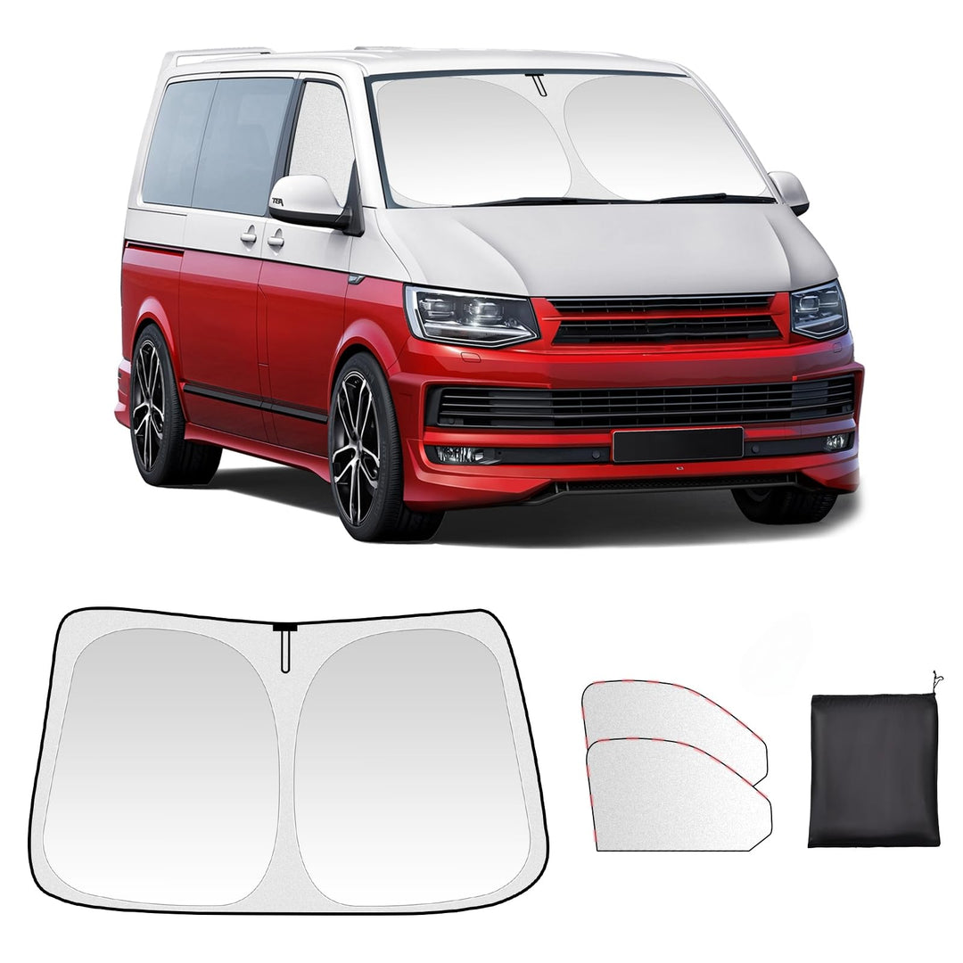 ZATOOTO Sonnenschutz für VW T5 T6 Frontscheibe &amp; Seitenfenster, Magnetisch | 3 Stück, Thermomatte VW