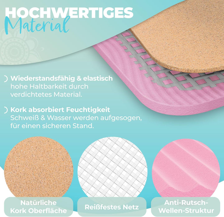 KESSER® Yogamatte Kork Inkl. Tragegurt Tasche & Yoga-Block Gymnastikmatte Yoga Matte rutschfest aus