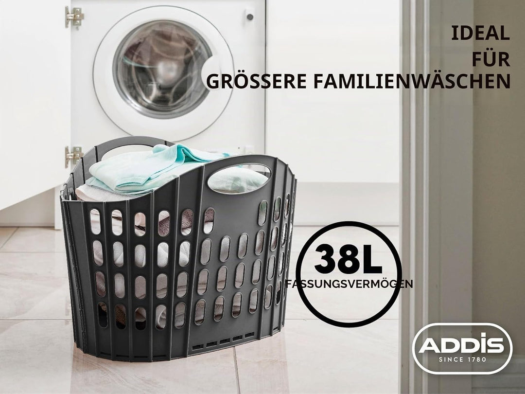 Addis Wäschekorb, zusammenklappbar, einfach zu verstauen, Pink, 38 l 38 Litre Rose Einzelbett, 38 Li