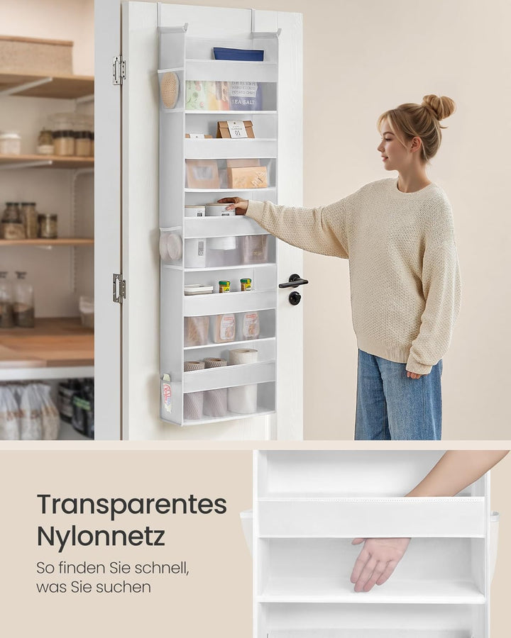 SONGMICS Hängeorganizer, Hängeregal, Tür-Organizer, Hängeaufbewahrung, Türregal Stoff, transparentes