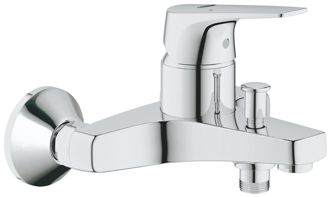 Grohe 23756000 BauFlow Wannenbatterie, Wandmontage mit Umstellung Chrom Wannenbatterie Single, Chrom