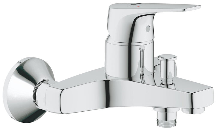 Grohe 23756000 BauFlow Wannenbatterie, Wandmontage mit Umstellung Chrom Wannenbatterie Single, Chrom