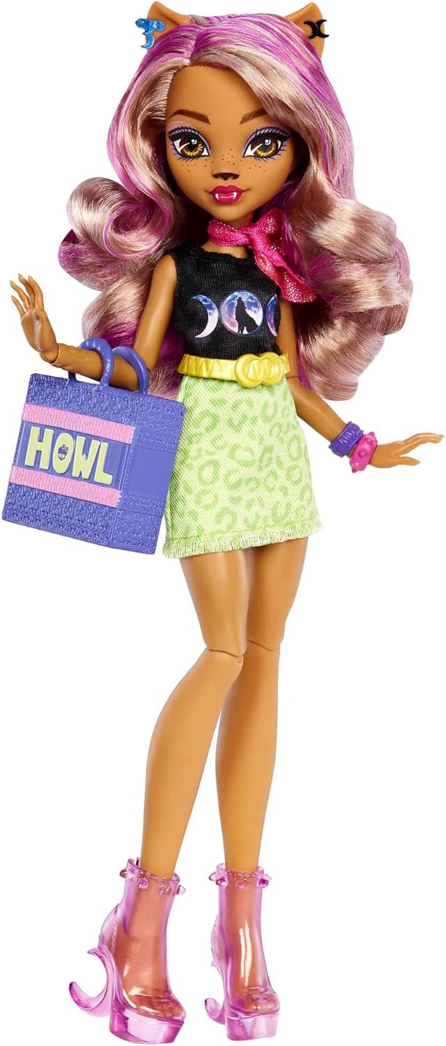 Monster High HKY70 - Spielset mit Puppe und Mode, Clawdeen Wolf Puppe und Zubehör, Boutique-Ankleide