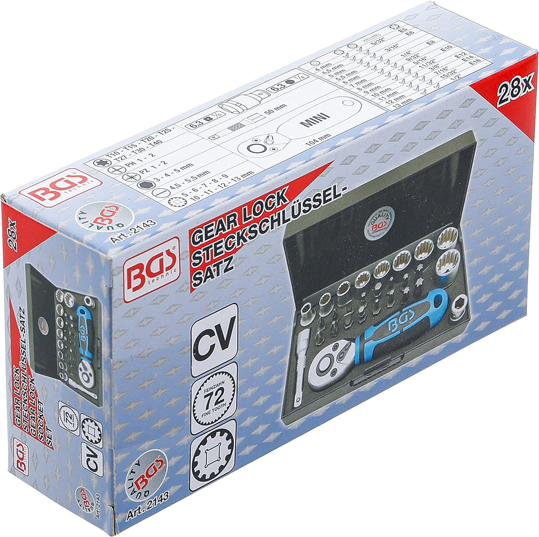 BGS 2143 | Steckschlüssel-Satz | 28-tlg. | Antrieb 6,3 mm (1/4") | inkl. Hartschalen-Kassette