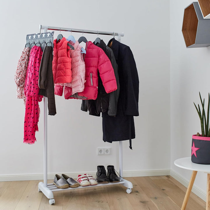 LOVE IT STORE IT Kleiderständer auf Rollen - Höhenverstellbarer Garderobenständer mit 1 Kleiderstang