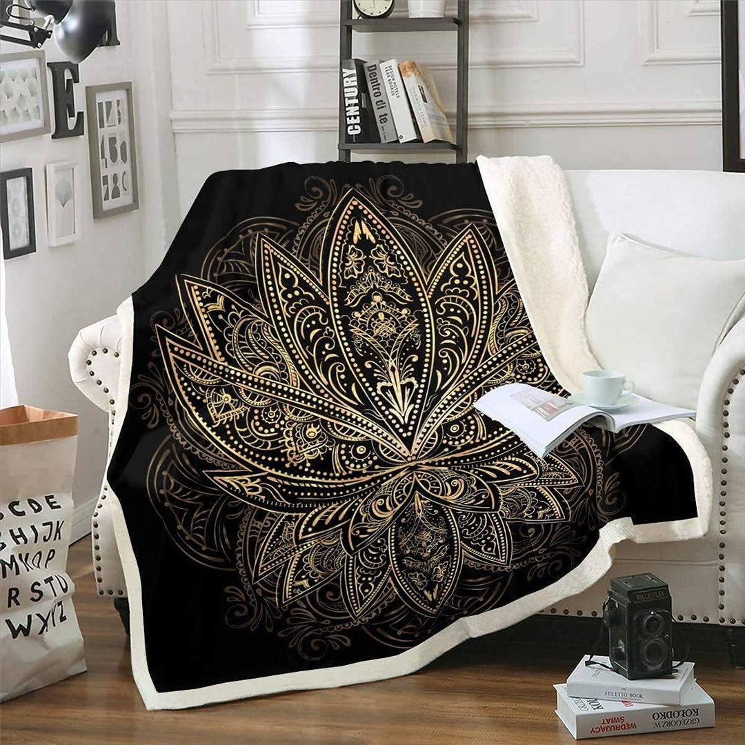 Loussiesd Boho Mandala Kuscheldecke 150x200cm Böhmische Dekorative Flanell Fleecedecke Hippie Mandal