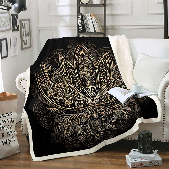 Loussiesd Boho Mandala Kuscheldecke 150x200cm Böhmische Dekorative Flanell Fleecedecke Hippie Mandal