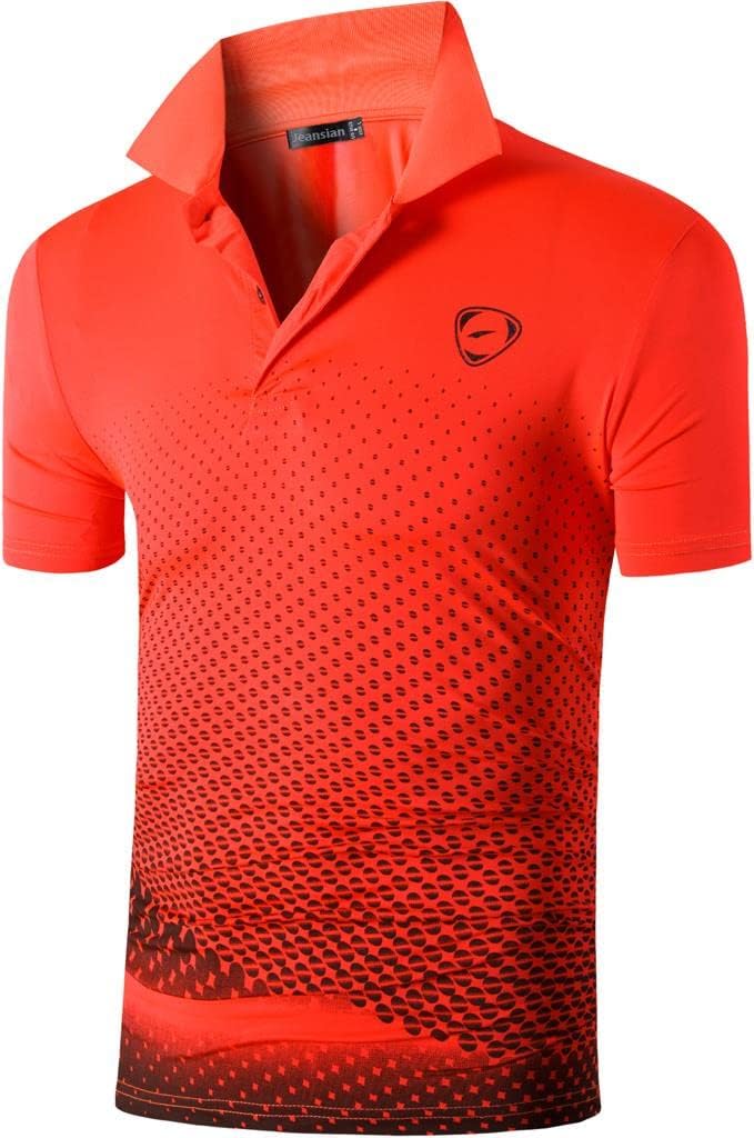 Jeansian Herren Kurzarm Passform Sport Polo Tee Shirts T-Shirts Tops Poloshirt Golf Tennis Picklebal
