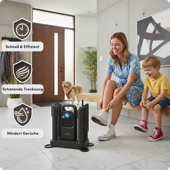 Schuhtrockner &amp; Stiefeltrockner für 2 Paar Schuhe mit Timer – ideal für Sportschuhe, Fussballschuhe,