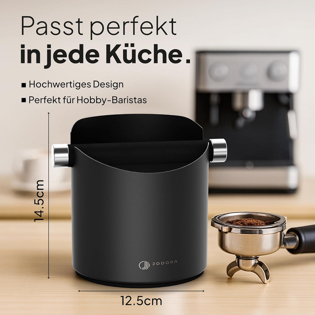Abklopfbehälter für Siebträger aus hochwertigen Edelstahl standfest - Robuste Knock Box mit geräusch