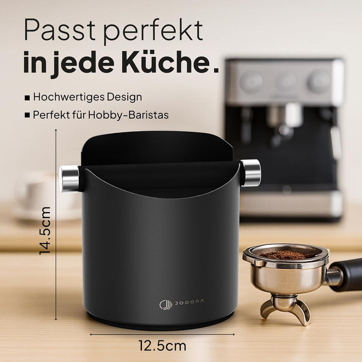 Abklopfbehälter für Siebträger aus hochwertigen Edelstahl standfest - Robuste Knock Box mit geräusch