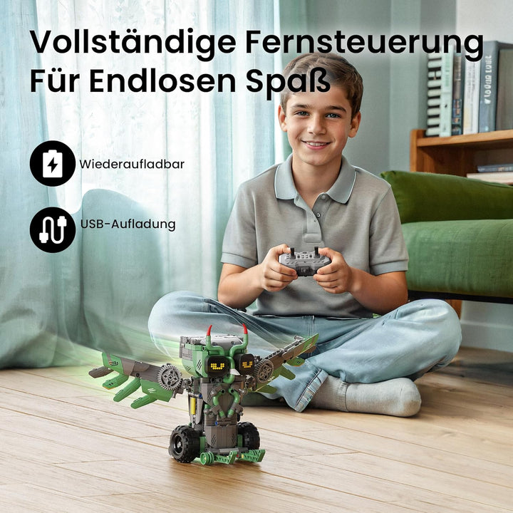 Sillbird Roboter Kinder für Jungen, 5-in-1 Technik Roboter Auto mit App-Fernsteuerung Programmierbar