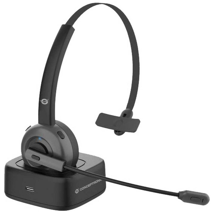 Conceptronic POLONA03BDA Kabelloses Bluetooth-Headset mit Ladedoc & Bluetooth USB Audio Adapter, Sch