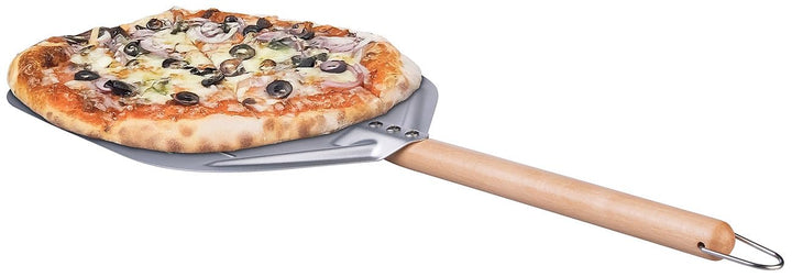 Pizzaschaufel: Perforierter Pizzaschieber mit Aluminium-Schaufel & Holzgriff, Ø 30 cm (Pizzaheber, P