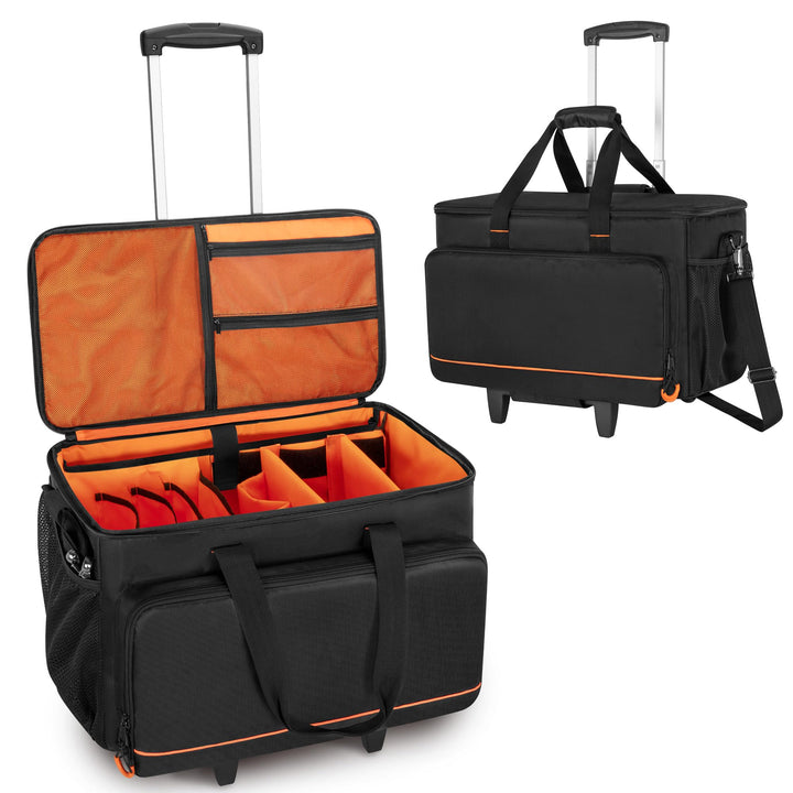 Trunab DJ Tasche Trolley mit Hart Gepolstertem Boden, Abnehmbaren Trennwänden und Dolly, DJ Kabel Ta