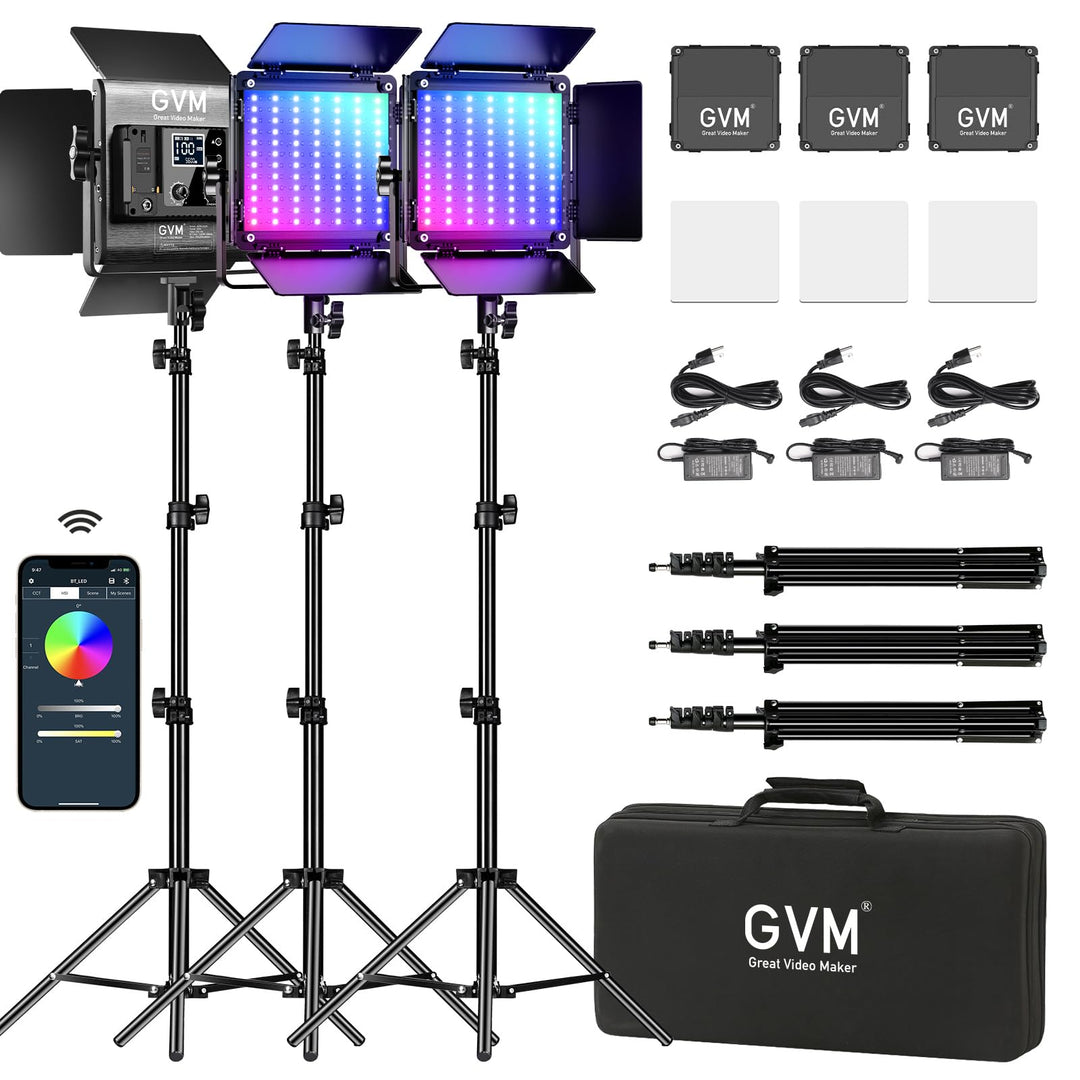 GVM LED Videoleuchte mit Stativ, APP-Steuerung 800D RGB Videolicht Dauerlicht LED Streaming licht, L