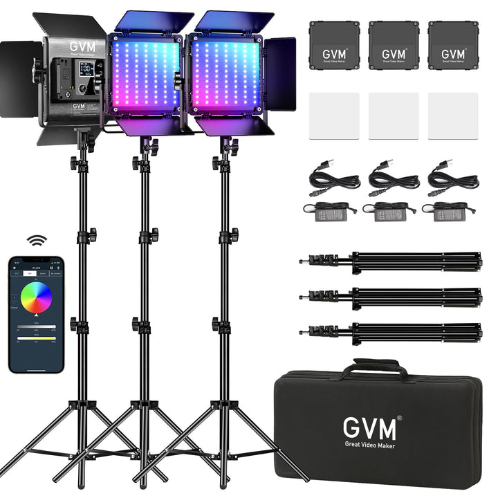 GVM LED Videoleuchte mit Stativ, APP-Steuerung 800D RGB Videolicht Dauerlicht LED Streaming licht, L