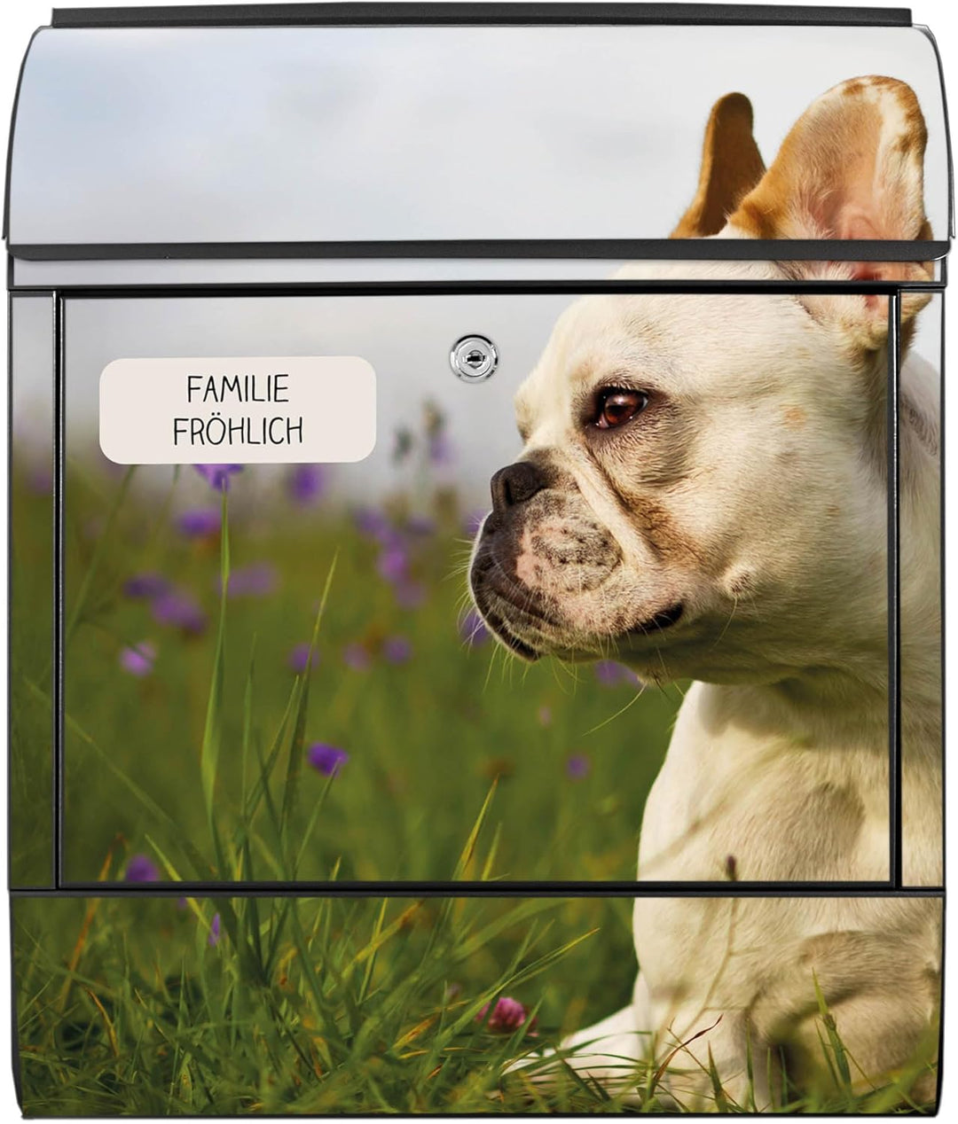 banjado® Design Briefkasten personalisiert Motiv Französische Bulldogge 39x47x14 &amp; 2 Schlüssel - Bri