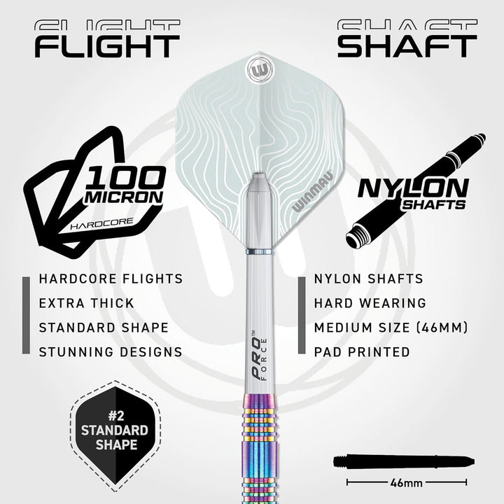 WINMAU Solaris Pro Specialist Dartpfeile-Set, Wolframstahl, mit Flights und Schäften (Stiele) 21 g u