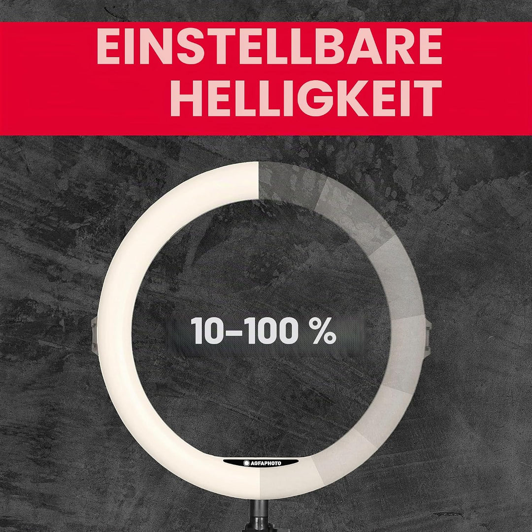 AgfaPhoto Ringlicht Realiview ARL11-11-Zoll-LED Ring Licht mit Stativ - Das perfekte Ring Light für