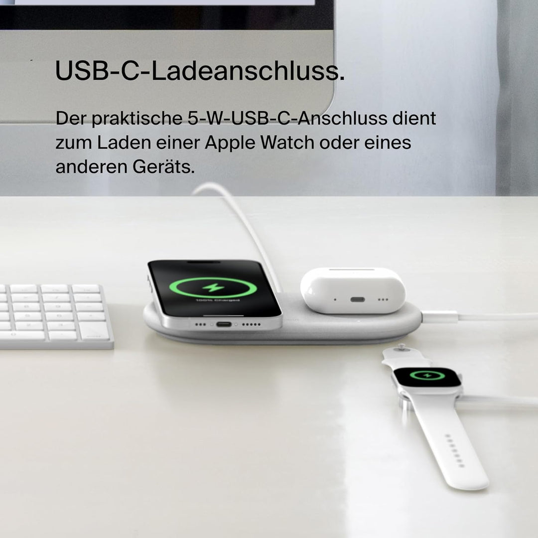 Belkin BoostCharge Pro kabellose 2-in-1-Ladestation mit magnetischem Qi2, 15W, Schnellladegerät, Wir