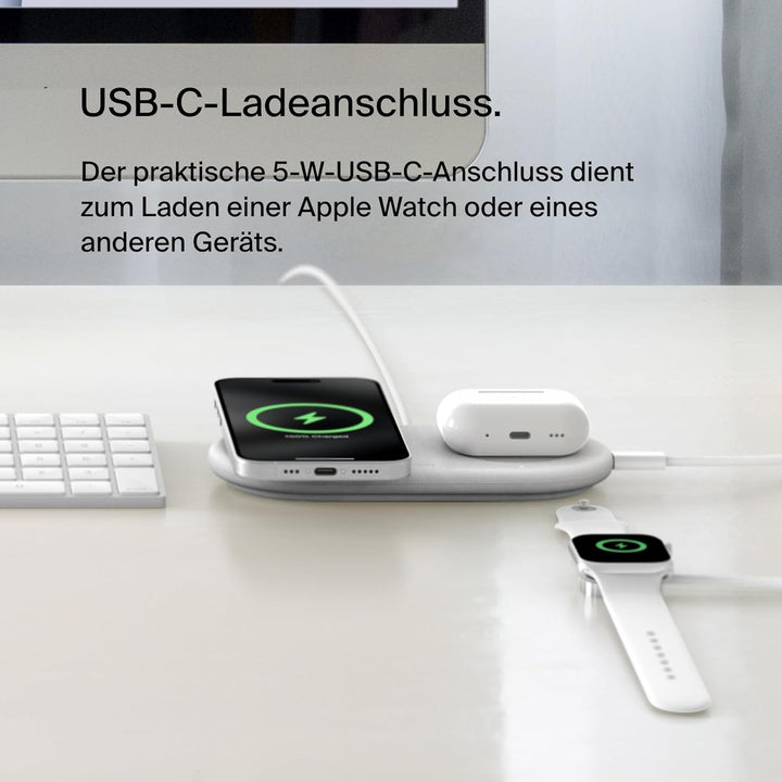 Belkin BoostCharge Pro kabellose 2-in-1-Ladestation mit magnetischem Qi2, 15W, Schnellladegerät, Wir