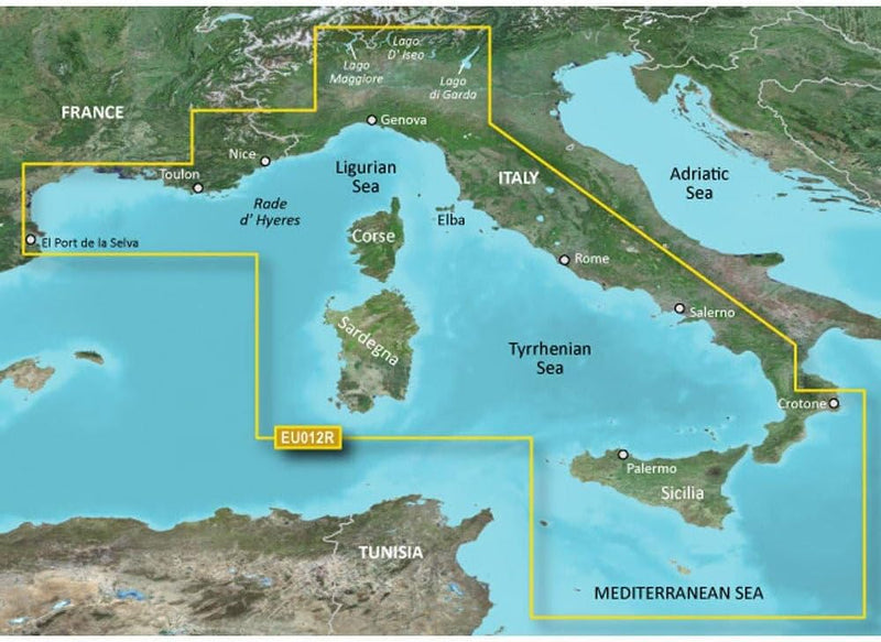 Garmin MicroSD/SD Card: HXEU012R - Mediterranean Sea, Central-West EU012R - France Italie méditérann