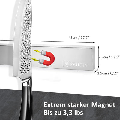 PAUDIN Magnetleiste Messer 45 cm Messerleiste magnetische Küchenmesserleiste aus Edelstahl mit extra