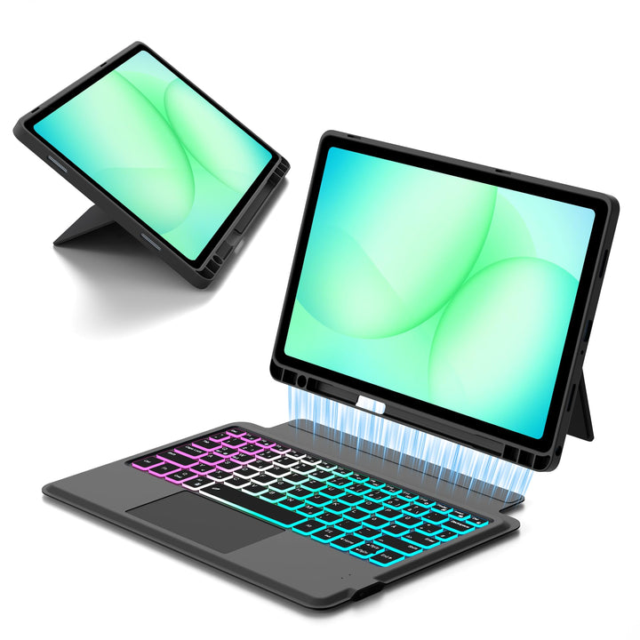 ROOFEI 11" Galaxy Tab A11+ Plus/A9+ Plus Hülle mit Tastatur QWERTZ - Abnehmbare Tastatur mit Touchpa