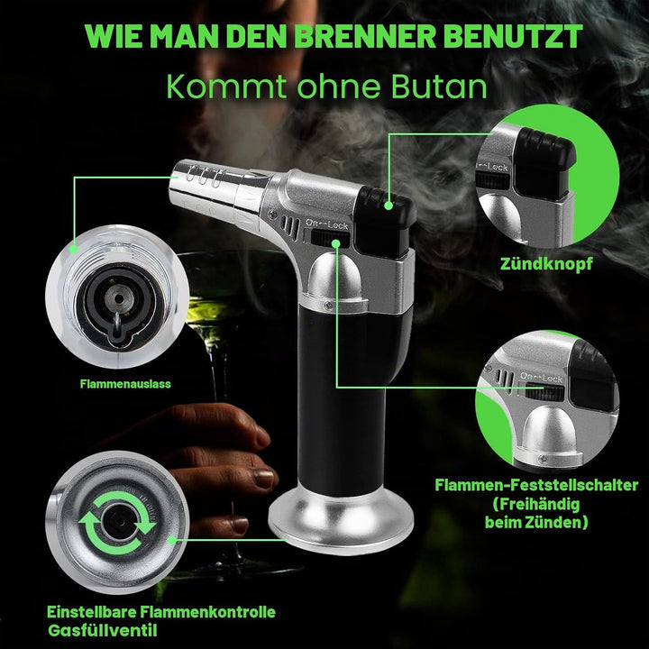 Cocktail Smoker Kit mit Taschenlampe, Drink Smoker mit 6 Flavors Wood Chips, 4 Whisky Steine, Tragba
