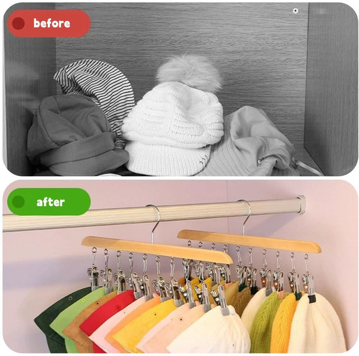 2 Stück Sockentrockner Wäscheständer aus Holz, Winddicht Trockengestell mit 10 Clips für Socken, für