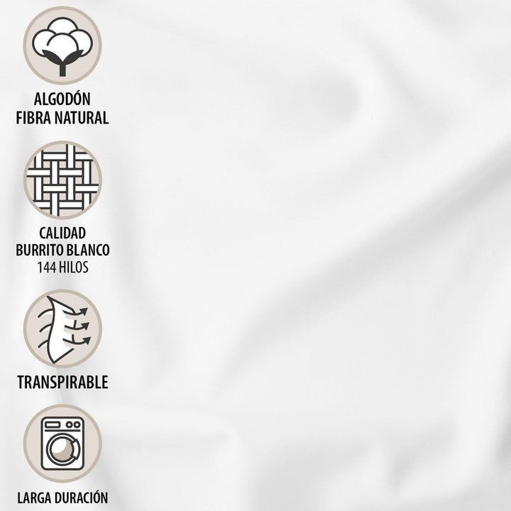 BURRITO BLANCO 100% A8-Baumwolle, Verstellbares Betttuch Für EIN Doppelbett Von 160x190 cm Bis Zu 16