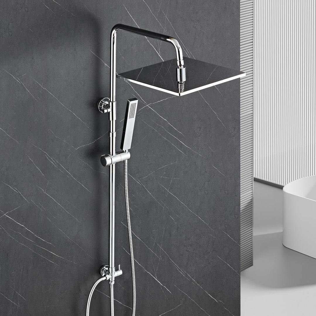 Görbach Edelstahl Regendusche Duschsystem ohne Armatur, Chrom Regendusche Set Wassersparend, Höhenve
