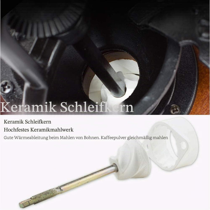 Manuelle Kaffeemühle Antike Gusseisen Handkurbel Kaffeemühle mit Schleifen ，Einstellungen & Catch Sc
