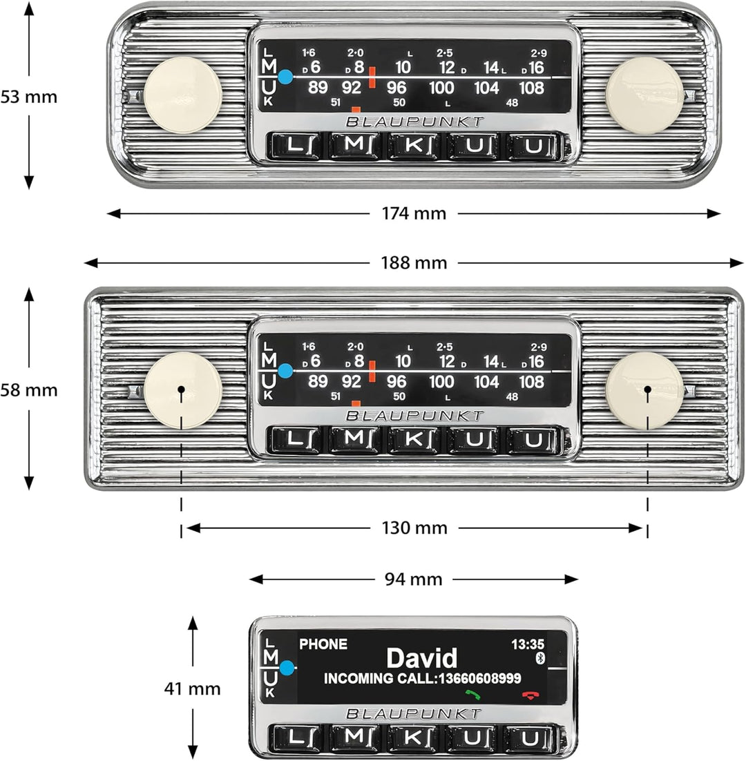 Blaupunkt Frankfurt Stereo Classic, 1-DIN Autoradio, Oldtimer-Design mit verchromter Metallfront im