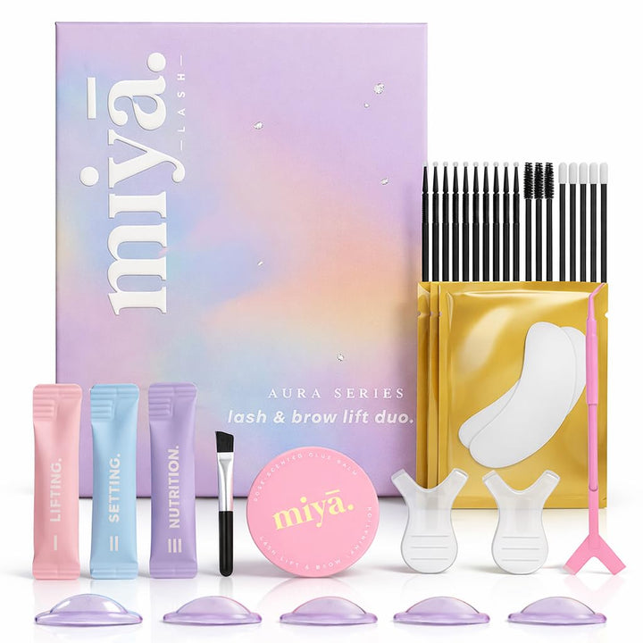 MIYA LASH | Lash Lift & Brow Lamination Kit with Glue Balm | AURA Series | 2-in-1 Eyelash Perm & Bro